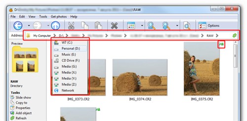 PAth editor in Windows7 style, RAW image rotation